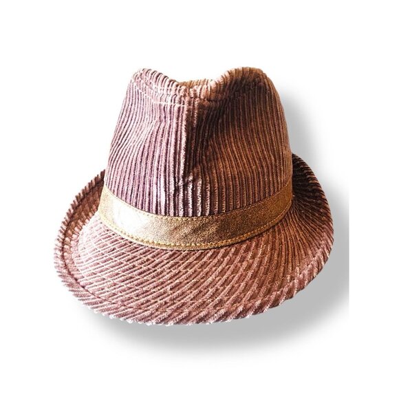DPC Men’s Fedora Hat Brown Corduroy with Gold Band Size XL – Vintage Style - Picture 1 of 8